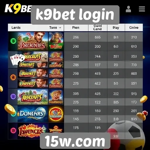 Comparativo de jogos disponíveis na plataforma k9bet